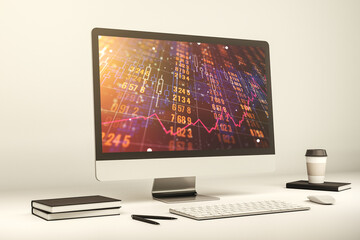 Poster - Abstract creative statistics data hologram on modern computer monitor, analytics and forecasting concept. 3D Rendering