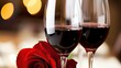 A feast for the eyes, where roses and wine entwine, creating a visual masterpiece of love's vibrant hues.
