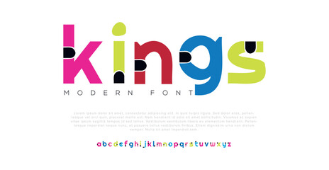 Wall Mural - Kings Minimal Abstract sci fi modern alphabet fonts. Science fiction typography sport, technology, fashion, digital, future creative logo font. vector illustration