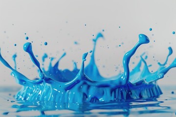 Poster - A close-up view of a blue liquid splash. This image can be used to depict concepts such as freshness, energy, motion, or creativity