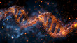 Digital DNA Helix in Orange Glow