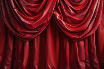 Poster - Close up view of a vibrant red curtain against a dark black background. This image can be used to add drama and elegance to any design project