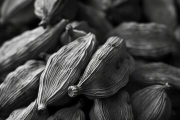Poster - A black and white photograph showcasing a bunch of seeds. This versatile image can be used in various contexts