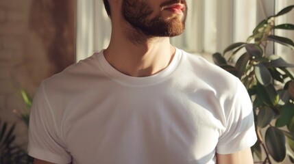 Aufkleber - A picture of a man with a beard wearing a white shirt. Suitable for various uses