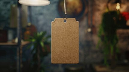 Poster - A tag hanging from a string in a room. This versatile image can be used for various purposes