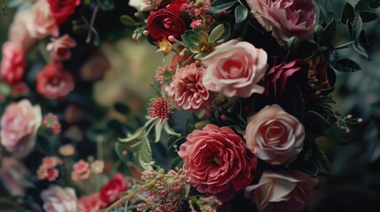 Poster - A close-up view of a vibrant bunch of flowers. Perfect for adding a pop of color to any project or design