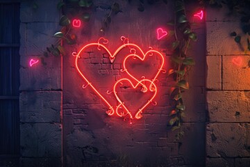 Aufkleber - A picture of a couple of hearts that are on a wall. Can be used for various romantic or Valentine's Day themed projects