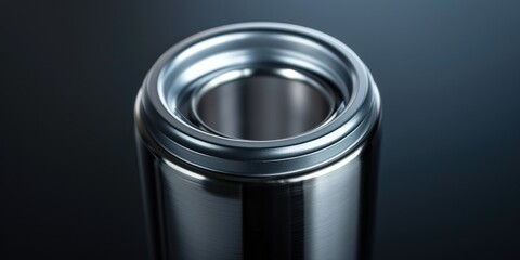 Poster - A close-up view of a metal bottle placed on a table. Suitable for various uses