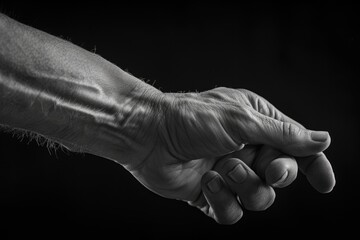 Aufkleber - A black and white photo capturing a moment of connection as a man holds a woman's hand. Perfect for romantic and nostalgic projects