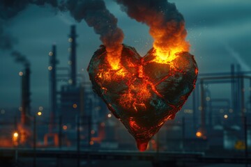 Poster - A heart shaped object emitting smoke. Suitable for various creative projects