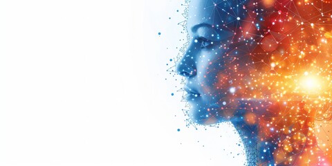 Fototapete - A Profound Digital Representation of Human Thought Merging with Advanced Neural Networks with copyspace, Generative AI