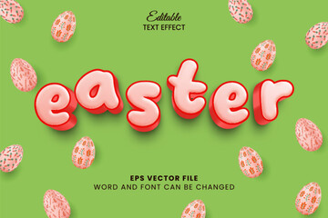 Wall Mural - Happy easter day 3d editable vector text effect