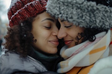 Aufkleber - Two women standing side by side. This image can be used to represent friendship, teamwork, diversity, or companionship