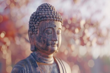 Poster - A close up view of a statue of a person. Ideal for architectural, historical, or art-related projects
