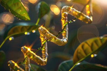 Poster - A detailed view of a plant with glistening water droplets. Perfect for illustrating the beauty of nature.