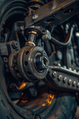 Aufkleber - Close-up of a motorcycle wheel showing the intricate details of the bolts and nuts. Perfect for automotive enthusiasts and mechanics