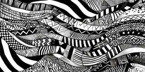 Poster - A black and white drawing depicting a wave. Suitable for various artistic and design projects