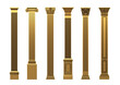 Set of different classic golden columns pilasters