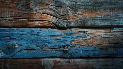 Poster - Close up of a piece of wood with peeling paint. Suitable for texture backgrounds and rustic designs