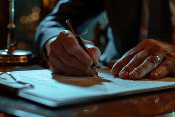 Poster - A detailed view of someone writing on a piece of paper. This image can be used for various purposes