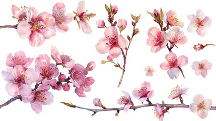 Poster - A beautiful bunch of pink flowers hanging on a branch. Perfect for adding a touch of color to any design or project