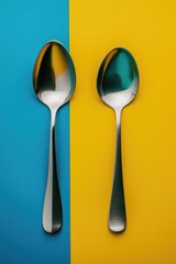 Poster - Two spoons placed next to each other. Suitable for kitchen and cooking-related designs