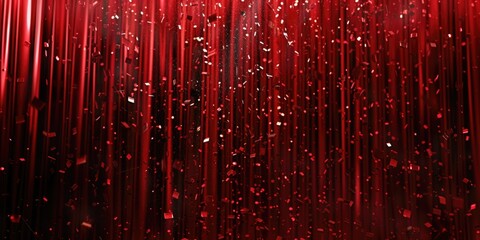 Poster - A vibrant red shower curtain filled with colorful confetti. Perfect for adding a festive touch to any bathroom decor.