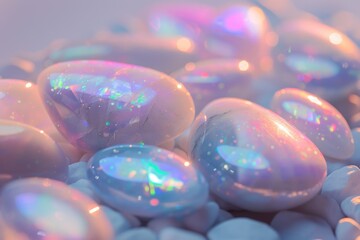 Poster - A close-up view of various rocks and stones. Suitable for various uses