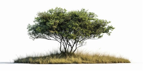 Poster - A solitary tree stands proudly on a hill covered in lush green grass. This image captures the beauty and tranquility of nature. Perfect for various uses