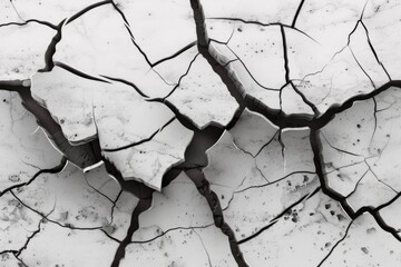 Poster - A black and white photo capturing a visible crack in the ground. Suitable for illustrating natural phenomena or emphasizing a sense of vulnerability.
