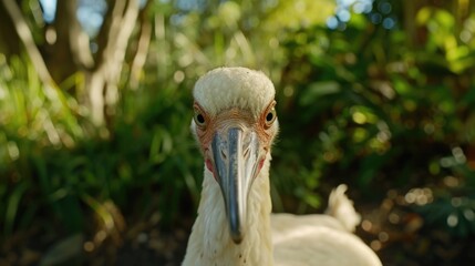 Poster - A detailed view of a bird with a long beak. This image can be used to showcase the unique features of birds or to depict the beauty of nature