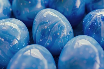 Aufkleber - A close-up view of a bunch of blue eggs. Can be used to symbolize new beginnings or Easter celebrations