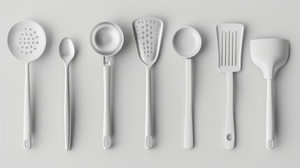 Poster - A collection of spoons and utensils placed on a table. Perfect for kitchen-related designs and cooking themes