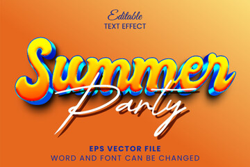 Poster - Summer party 3d editable vector text effect