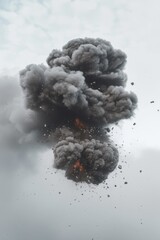 Poster - A large plume of black smoke rises into the sky. This image can be used to depict industrial accidents, environmental pollution, or fire incidents