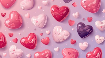 Poster - A collection of hearts arranged on a table. Perfect for Valentine's Day or romantic-themed projects