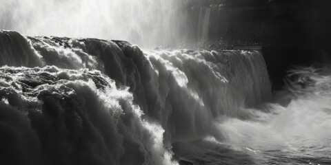 Poster - A black and white photo of a waterfall. Can be used for nature-themed designs