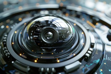 Poster - A close up view of a camera lens. Can be used to illustrate photography, technology, or creativity