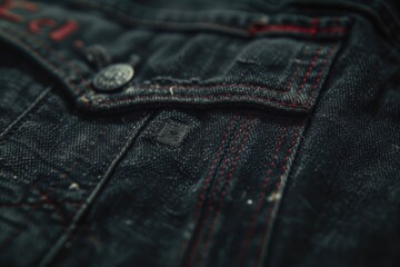 Poster - A detailed close up of a pair of jeans. Perfect for fashion or clothing-related projects