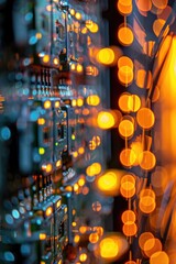Poster - A close-up view of a bunch of lights. Can be used to create a festive or vibrant atmosphere