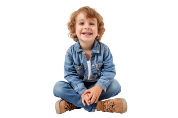 studio portrait of a cute happy little boy with a beautiful smile isolated on transparent png backgr