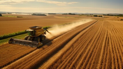 Wall Mural - farm corn harvest aerial