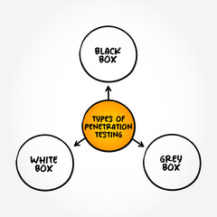 Poster - Types of Penetration testing - ethical hacking, is an authorized simulated cyberattack on a computer system, mind map text concept background