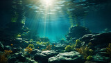 Fototapeta Do akwarium - Underwater beauty fish, coral, sea life, swimming in nature generated by AI