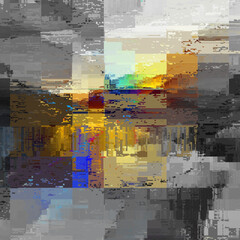 Fototapete - Vector pattern with imitation of grunge glitch texture.