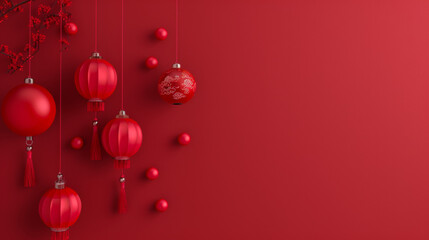 Chinese new year festive background with red decoration