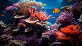 Fototapeta Las - Underwater nature fish, coral, multi colored, tropical climate, sea life generated by AI
