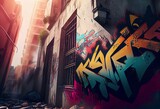 Fototapeta  - Graffiti Révolution Arabe Pop art illustration. Generative AI
