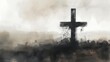 a cross with black scum on canvas Generative AI