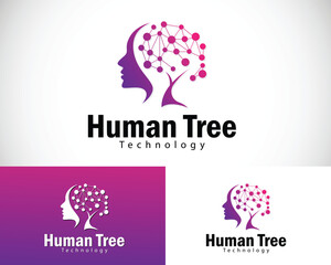 Fototapete - human tree logo creative smart brain tech logo creative connect network